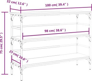 vidaXL Stolik konsolowy, czarny, 100x32x75 cm 10