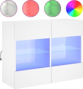 vidaXL Ścienna szafka TV z LED, biała, 78,5x30x60,5 cm 2