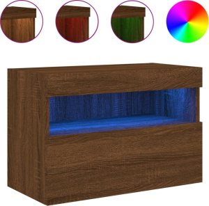 vidaXL Ścienna szafka TV z LED, brązowy dąb, 60x30x40 cm 2