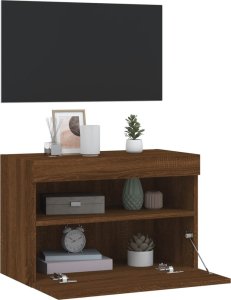vidaXL Ścienna szafka TV z LED, brązowy dąb, 60x30x40 cm 7