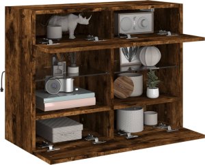 vidaXL Ścienna szafka TV z LED, przydymiony dąb, 78,5x30x60,5 cm 6