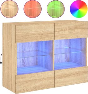 vidaXL Ścienna szafka TV z LED, dąb sonoma, 78,5x30x60,5 cm 2