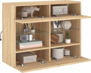 vidaXL Ścienna szafka TV z LED, dąb sonoma, 78,5x30x60,5 cm 6