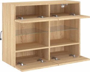 vidaXL Ścienna szafka TV z LED, dąb sonoma, 78,5x30x60,5 cm 8