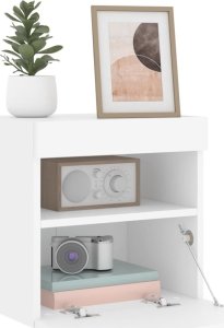 vidaXL Ścienna szafka TV z LED, biała, 40x30x40 cm 7