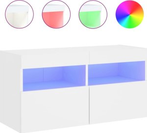 vidaXL Ścienna szafka TV z LED, biała, 80x30x40 cm 2