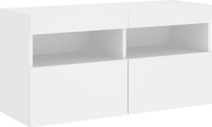 vidaXL Ścienna szafka TV z LED, biała, 80x30x40 cm 3