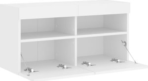 vidaXL Ścienna szafka TV z LED, biała, 80x30x40 cm 8