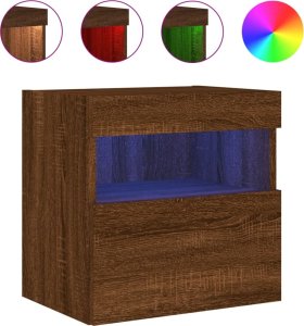 vidaXL Ścienna szafka TV z LED, brązowy dąb, 40x30x40 cm 2