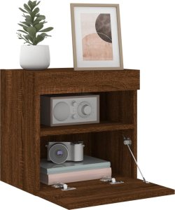 vidaXL Ścienna szafka TV z LED, brązowy dąb, 40x30x40 cm 7