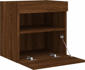 vidaXL Ścienna szafka TV z LED, brązowy dąb, 40x30x40 cm 8