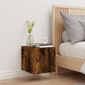 vidaXL Ścienna szafka TV z LED, przydymiony dąb, 30,5x35x30 cm 5