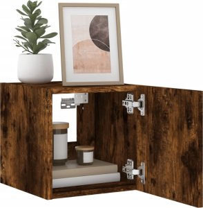 vidaXL Ścienna szafka TV z LED, przydymiony dąb, 30,5x35x30 cm 7