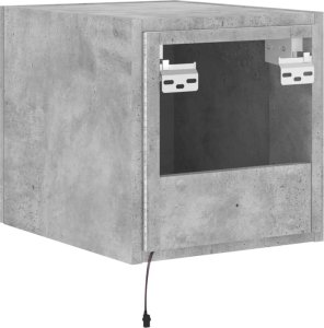 vidaXL Ścienna szafka TV z LED, szarość betonu, 30,5x35x30 cm 11