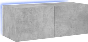 vidaXL Ścienna szafka TV z LED, szarość betonu, 80x35x31 cm 2