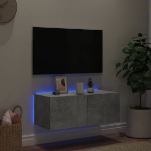 vidaXL Ścienna szafka TV z LED, szarość betonu, 80x35x31 cm 3