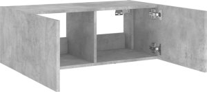 vidaXL Ścienna szafka TV z LED, szarość betonu, 80x35x31 cm 8