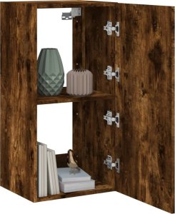 vidaXL Ścienna szafka TV z LED, przydymiony dąb, 40,5x35x80 cm 6