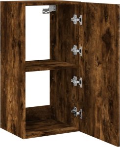 vidaXL Ścienna szafka TV z LED, przydymiony dąb, 40,5x35x80 cm 8