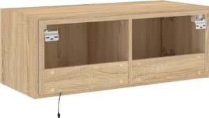 vidaXL Ścienna szafka TV z LED, dąb sonoma, 80x35x31 cm 11