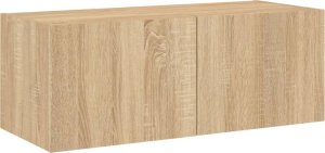vidaXL Ścienna szafka TV z LED, dąb sonoma, 80x35x31 cm 7