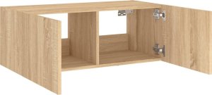 vidaXL Ścienna szafka TV z LED, dąb sonoma, 80x35x31 cm 8