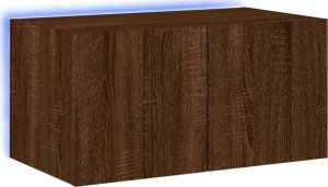 vidaXL Ścienna szafka TV z LED, brązowy dąb, 60x35x31 cm 2
