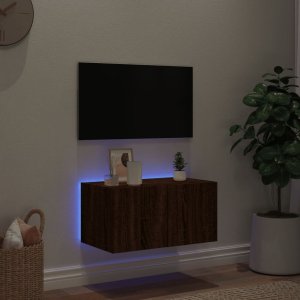 vidaXL Ścienna szafka TV z LED, brązowy dąb, 60x35x31 cm 3