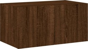 vidaXL Ścienna szafka TV z LED, brązowy dąb, 60x35x31 cm 7