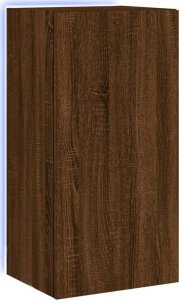 vidaXL Ścienna szafka TV z LED, brązowy dąb, 40,5x35x80 cm 2