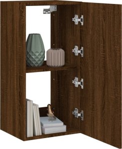 vidaXL Ścienna szafka TV z LED, brązowy dąb, 40,5x35x80 cm 6