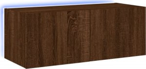 vidaXL Ścienna szafka TV z LED, brązowy dąb, 80x35x31 cm 2