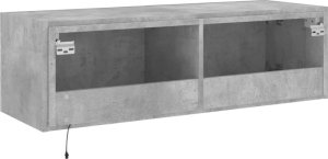 vidaXL Ścienna szafka TV z LED, szarość betonu, 100x35x31 cm 12