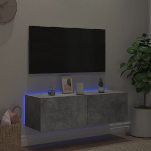 vidaXL Ścienna szafka TV z LED, szarość betonu, 100x35x31 cm 5
