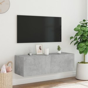 vidaXL Ścienna szafka TV z LED, szarość betonu, 100x35x31 cm 6