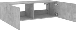 vidaXL Ścienna szafka TV z LED, szarość betonu, 100x35x31 cm 9