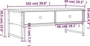 vidaXL Stolik kawowy, czarny, 101x49x39,5 cm 11