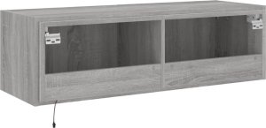 vidaXL Ścienna szafka TV z LED, szary dąb sonoma, 100x35x31 cm 12