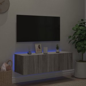 vidaXL Ścienna szafka TV z LED, szary dąb sonoma, 100x35x31 cm 5