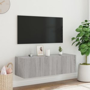 vidaXL Ścienna szafka TV z LED, szary dąb sonoma, 100x35x31 cm 6