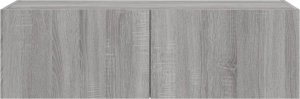 vidaXL Ścienna szafka TV z LED, szary dąb sonoma, 100x35x31 cm 10