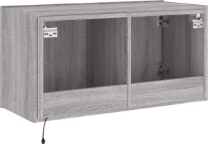 vidaXL Ścienna szafka TV z LED, szary dąb sonoma, 80x35x41 cm 11