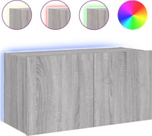 vidaXL Ścienna szafka TV z LED, szary dąb sonoma, 80x35x41 cm 2