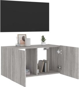 vidaXL Ścienna szafka TV z LED, szary dąb sonoma, 80x35x41 cm 7