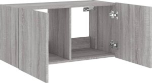 vidaXL Ścienna szafka TV z LED, szary dąb sonoma, 80x35x41 cm 8