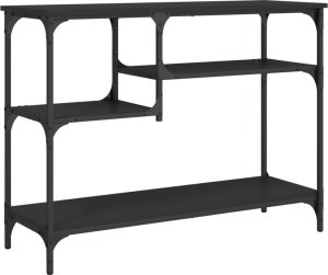 vidaXL Stolik konsolowy z półkami, czarny, 100x35x75 cm 2
