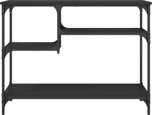 vidaXL Stolik konsolowy z półkami, czarny, 100x35x75 cm 4