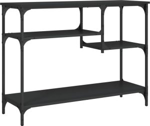 vidaXL Stolik konsolowy z półkami, czarny, 100x35x75 cm 6