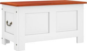 Skrzynia ogrodowa vidaXL Skrzynia z pokrywą, brązowo-biała, lite drewno akacjowe 2