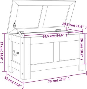 Skrzynia ogrodowa vidaXL Skrzynia z pokrywą, brązowo-biała, lite drewno akacjowe 9